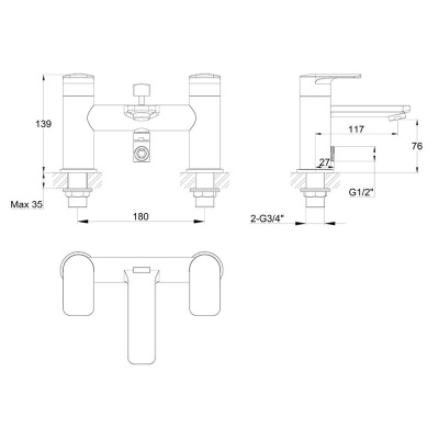 Suburb Bath Shower Mixer - Matte Black